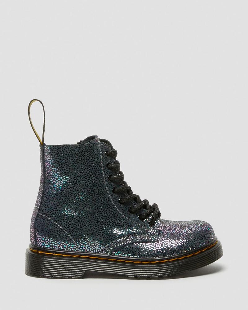 Dr Martens Toddler 1460 Pascal Iridescent Snørestøvler Børn Metal | DK 698JPQ